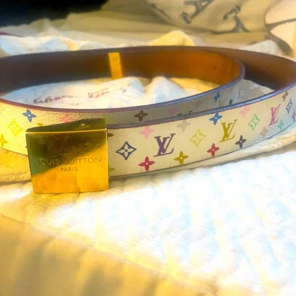 Louis Vuitton multicolored LV belt medium size leather, adjustable. Louis Vuitton LV X TM Monogram Multicolor D Ring 90 36 Belt  main image 4